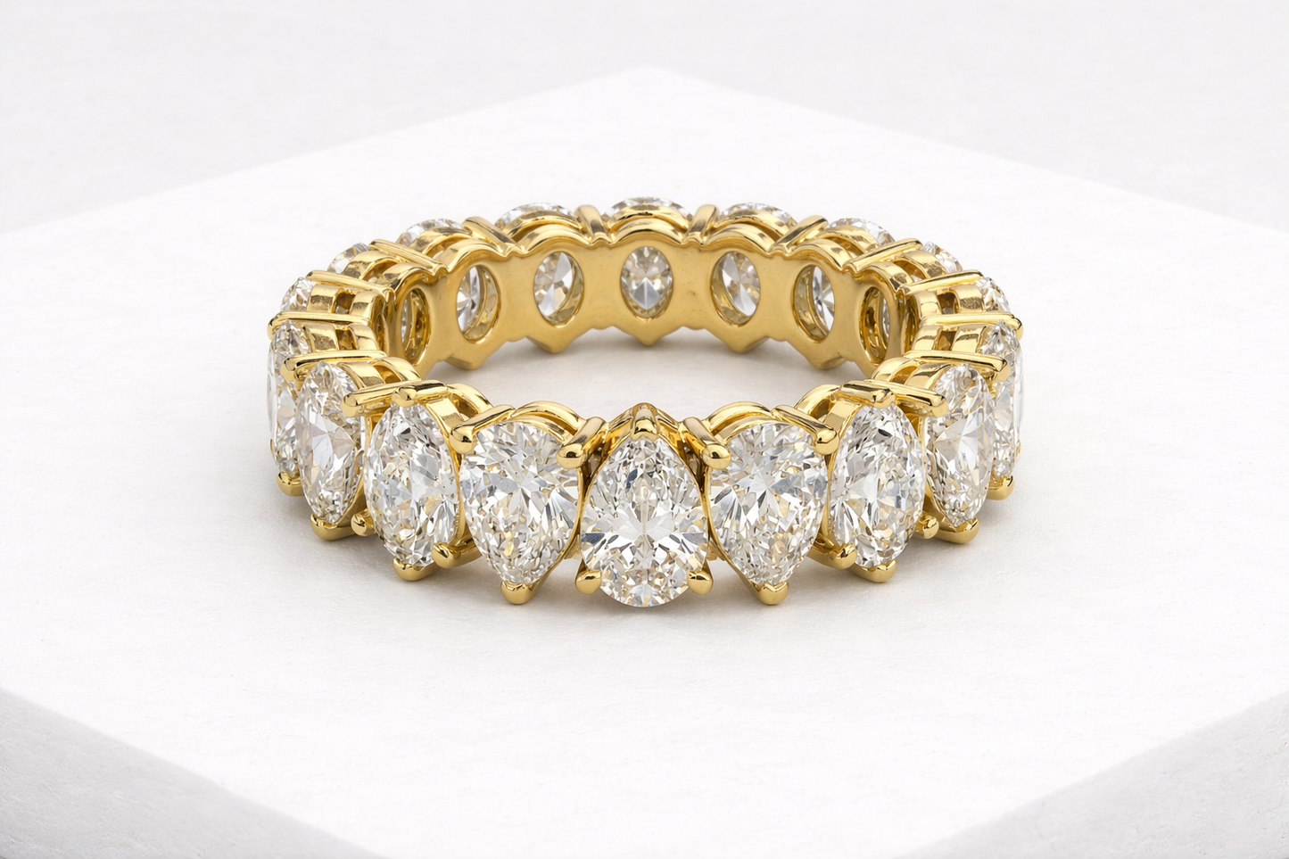Pear-Cut Shared Prong Diamond Eternity Ring