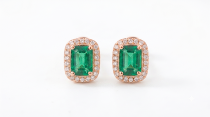 Aurelia Emerald Green Halo Stud Earrings