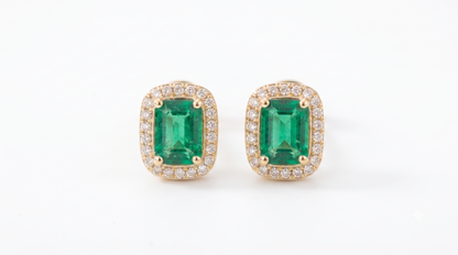 Aurelia Emerald Green Halo Stud Earrings