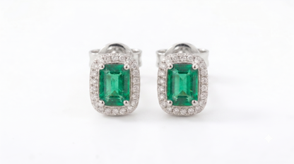Aurelia Emerald Green Halo Stud Earrings