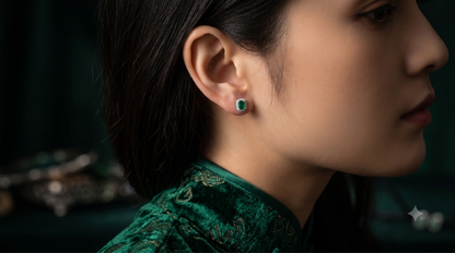 Aurelia Emerald Green Halo Stud Earrings