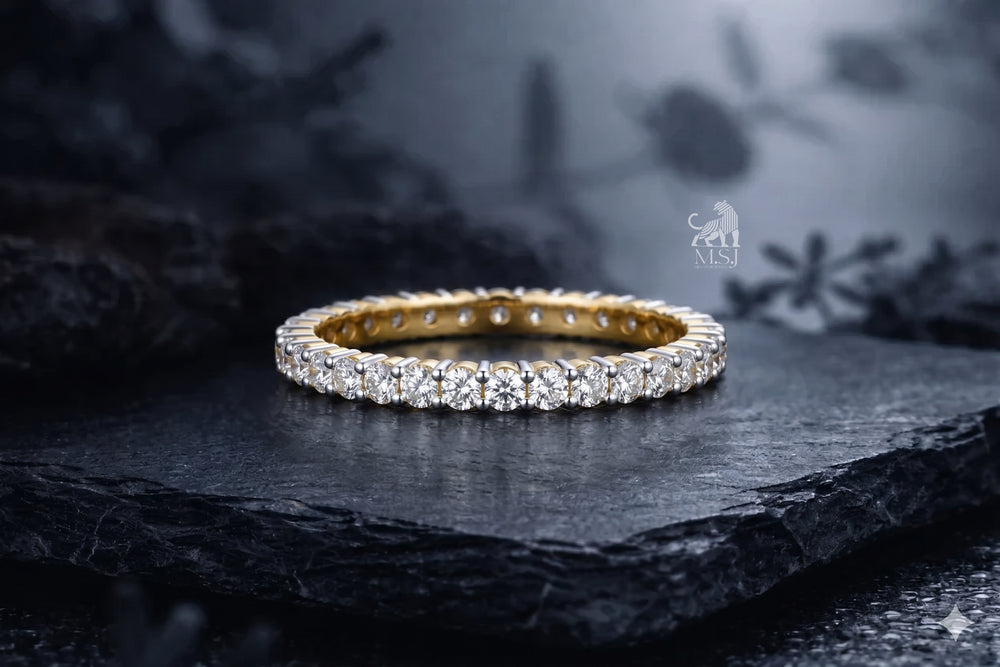 The Lumière Two-Tone Diamond Eternity Ring - lab-grown diamond ring, styled product photo