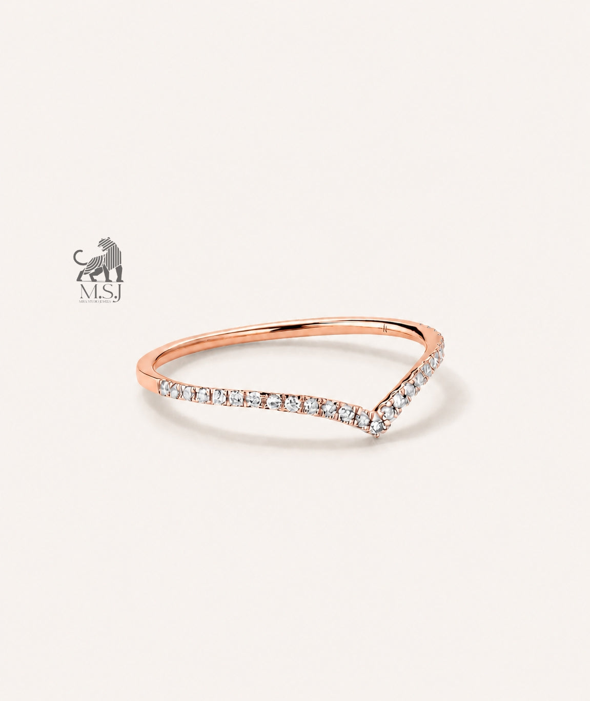 The V-Shaped Diamond Chevron Ring in rose gold