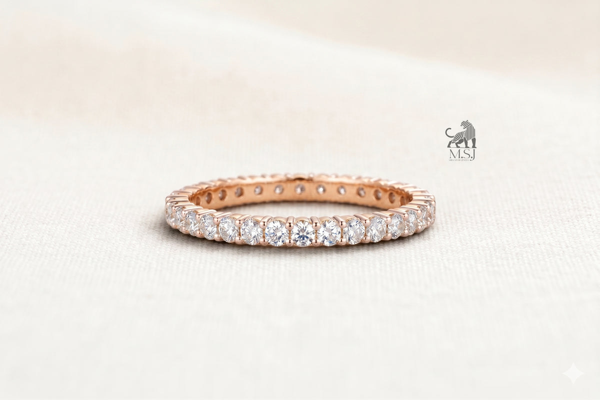 The Lumière Two-Tone Diamond Eternity Ring in rose gold