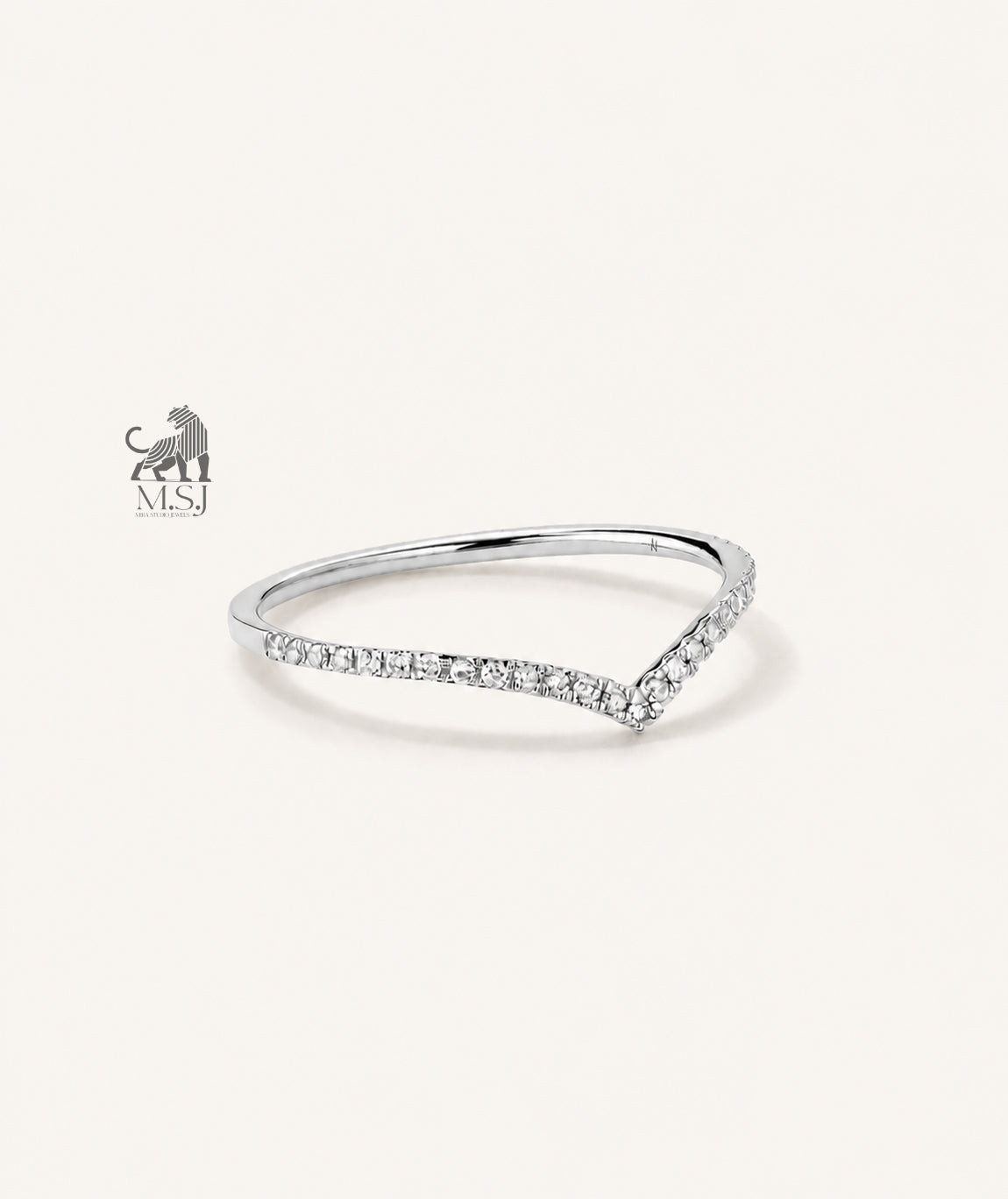 The V-Shaped Diamond Chevron Ring in white gold