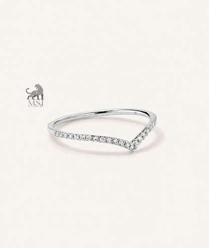 The V-Shaped Diamond Chevron Ring in white gold