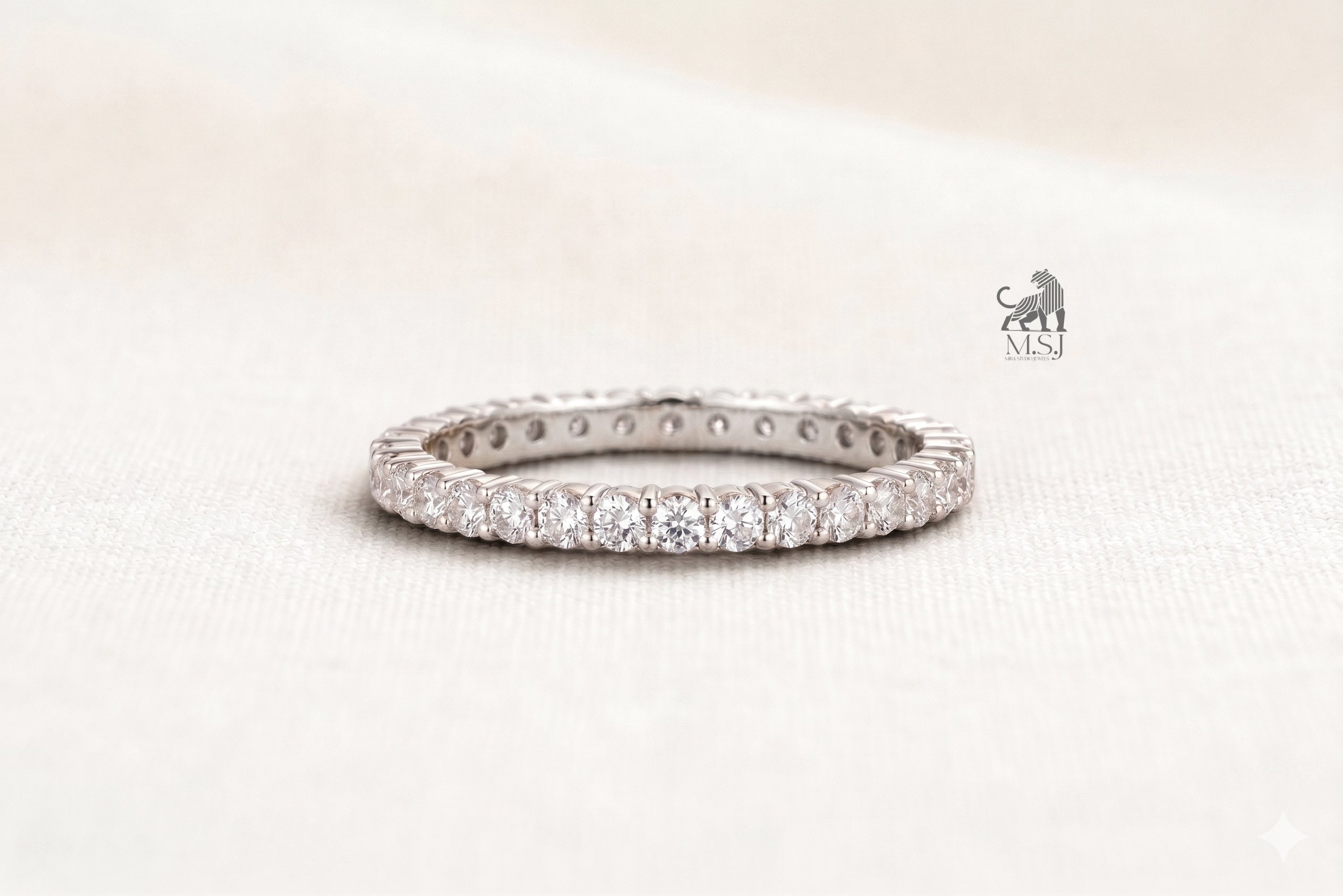 The Lumière Two-Tone Diamond Eternity Ring in white gold