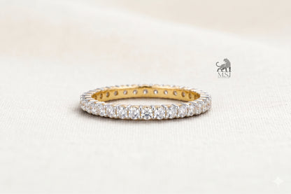The Lumière Two-Tone Diamond Eternity Ring in yellow gold