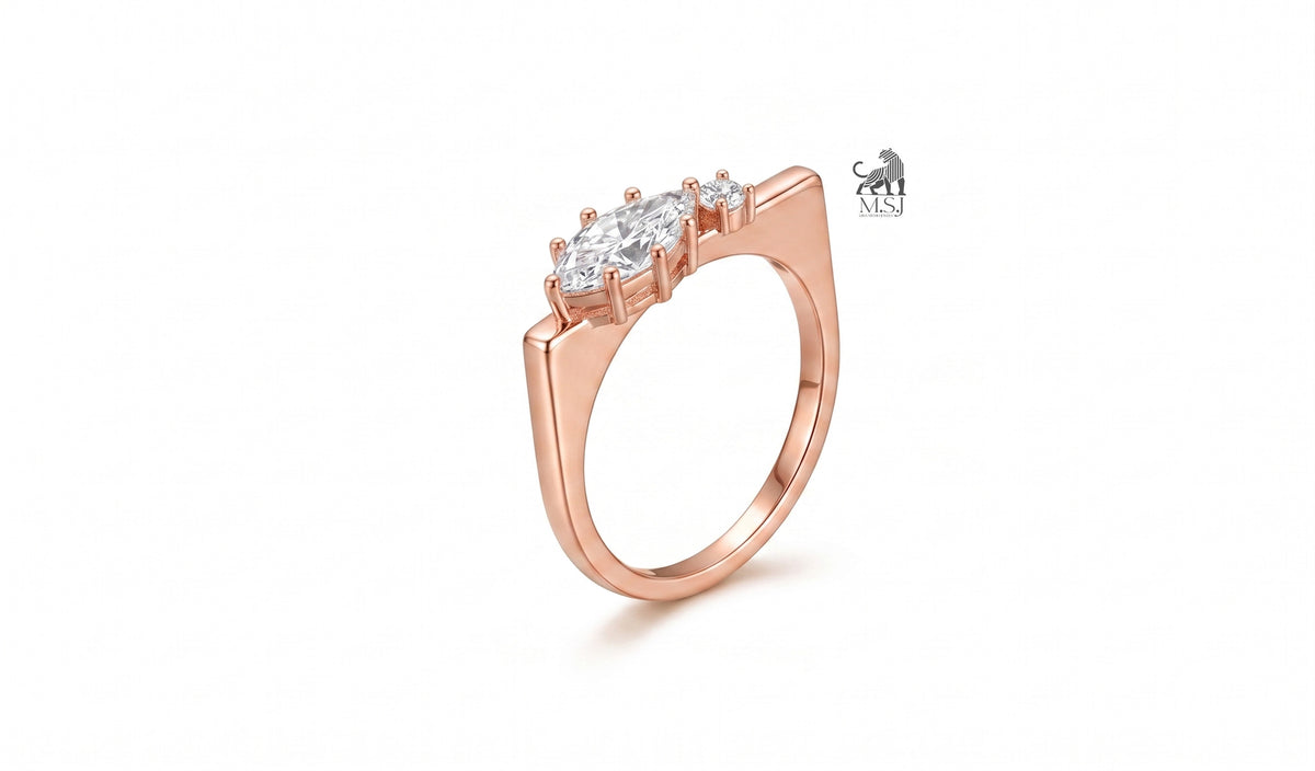 The Marquise Muse Two-Stone Diamond Ring in rose gold