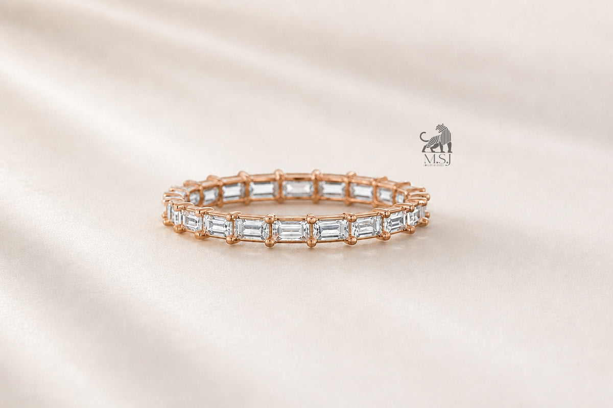 Emerald Cut Diamond Eternity Band in rose gold