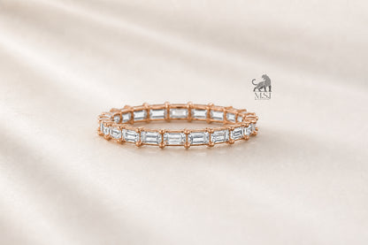 Emerald Cut Diamond Eternity Band in rose gold