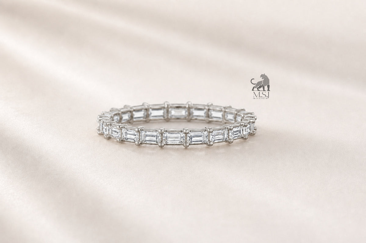 Emerald Cut Diamond Eternity Band in white gold