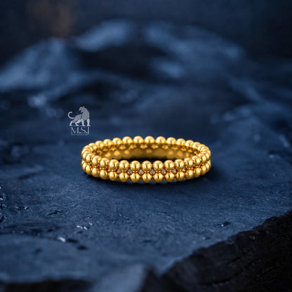 The Solara Beaded Gold Ring - lab-grown diamond ring, styled product photo