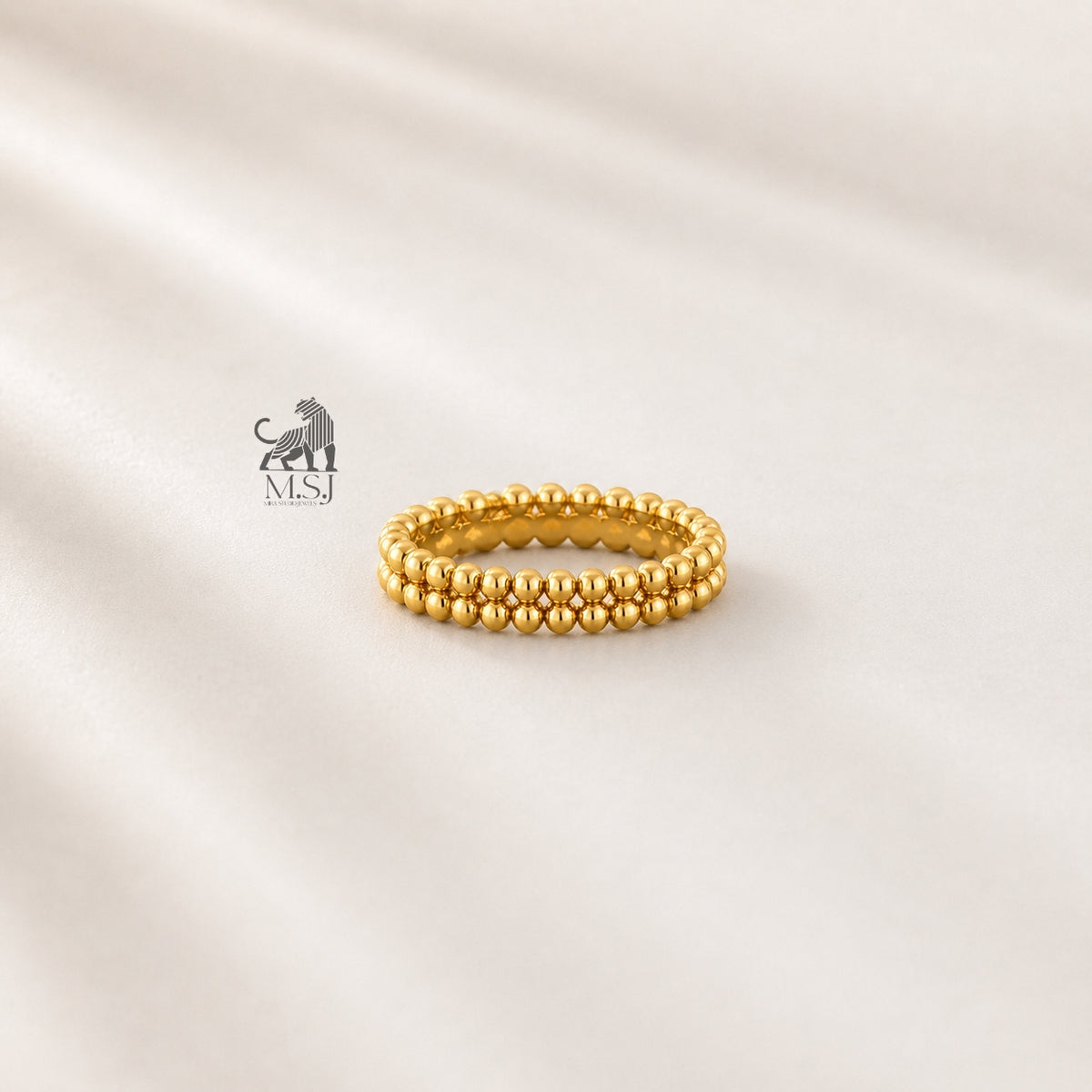 The Solara Beaded Gold Ring in yellow gold