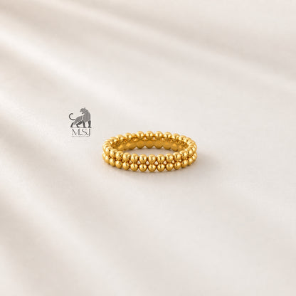 The Solara Beaded Gold Ring in yellow gold