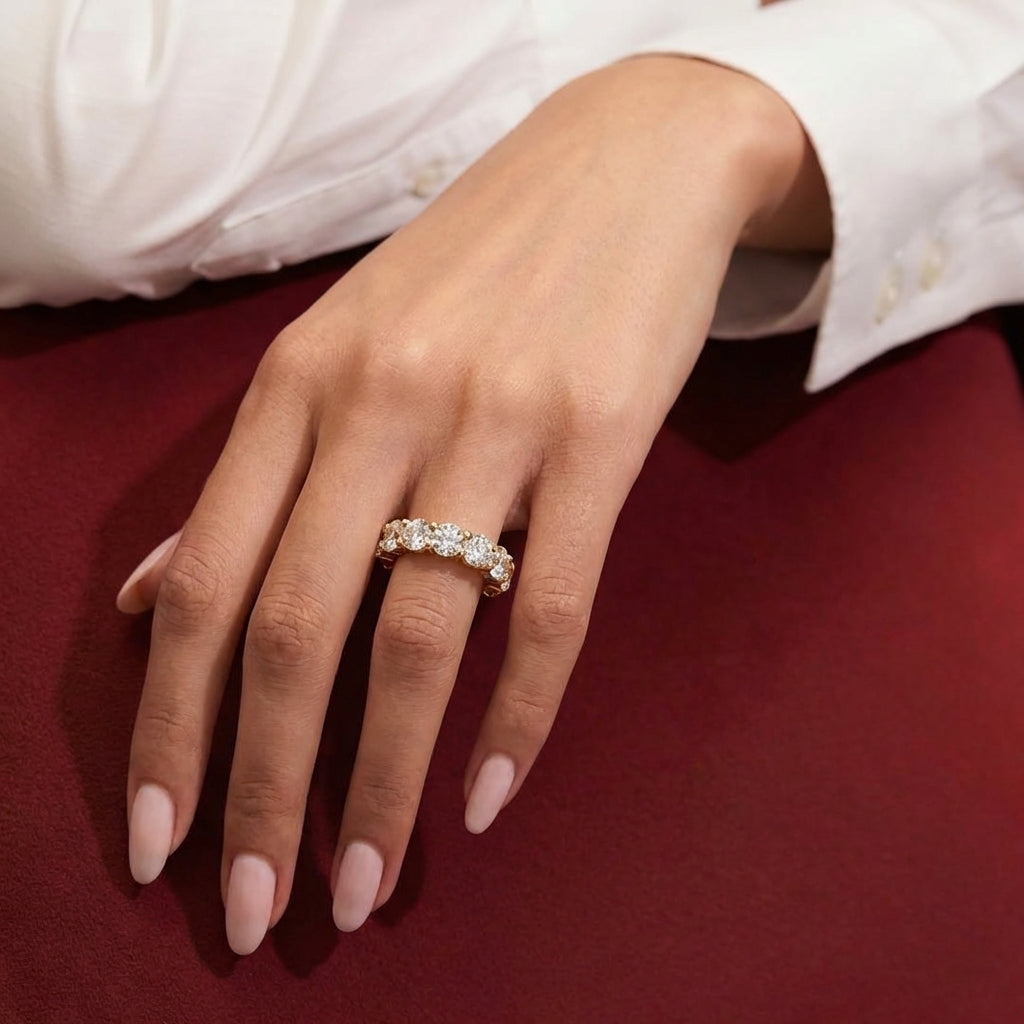 Round-Cut Shared Prong Diamond Eternity Band