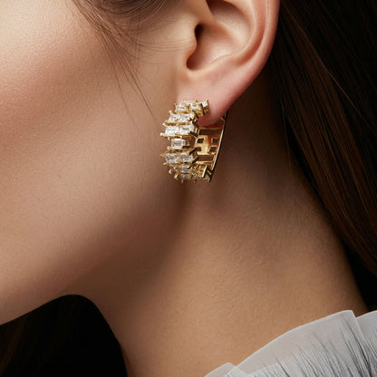 The Grand Baguette Hoop Studs