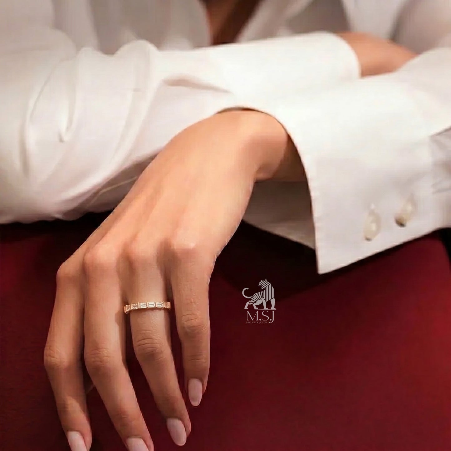 Octavia Emerald-Cut Diamond Band