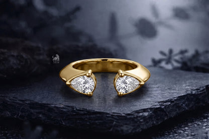 Twin Pear Radiance Open Ring - lab-grown diamond ring, styled product photo