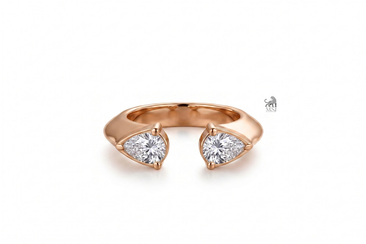 Twin Pear Radiance Open Ring in rose gold