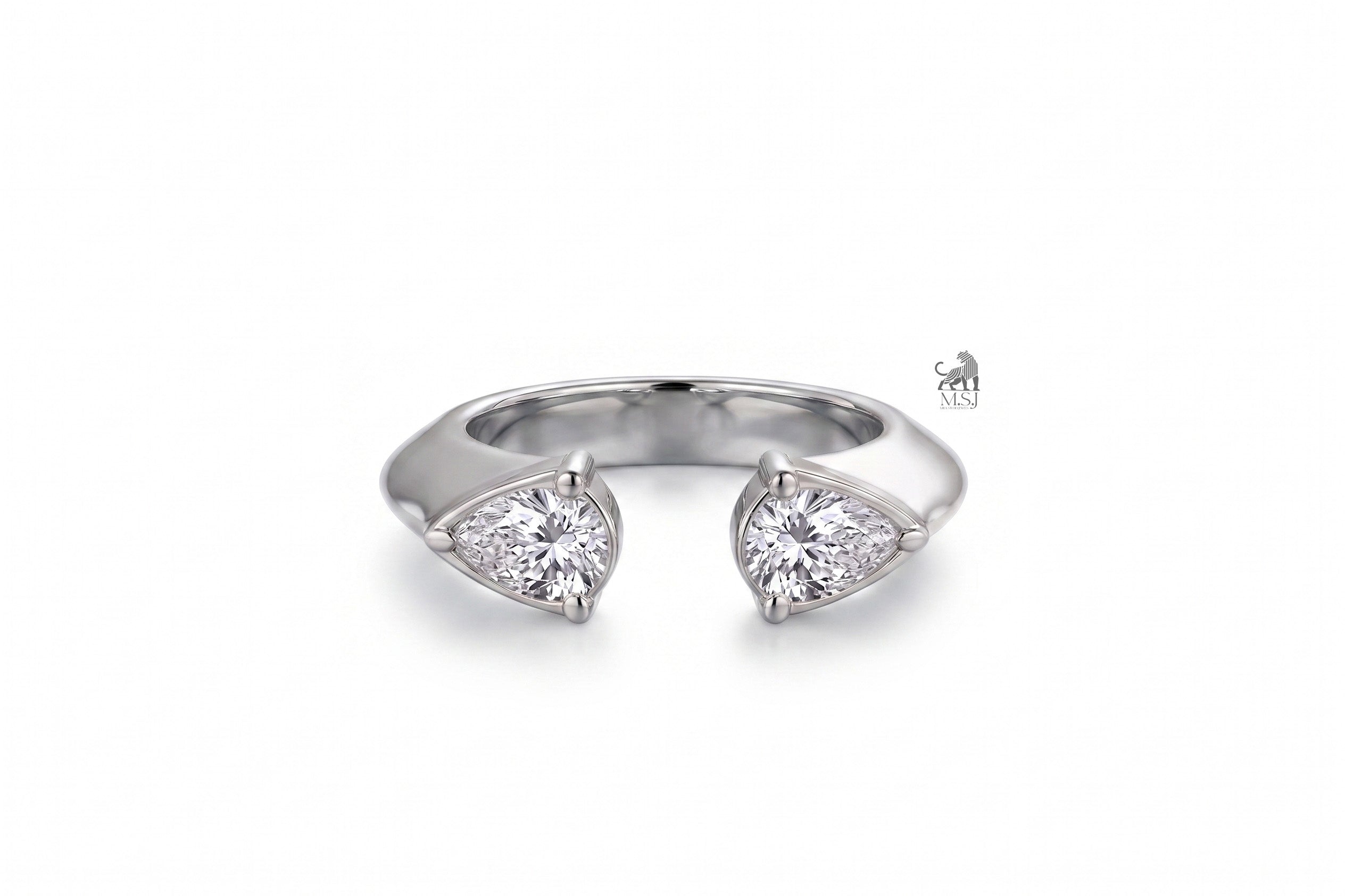 Twin Pear Radiance Open Ring in white gold