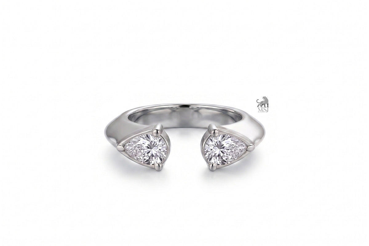 Twin Pear Radiance Open Ring in white gold