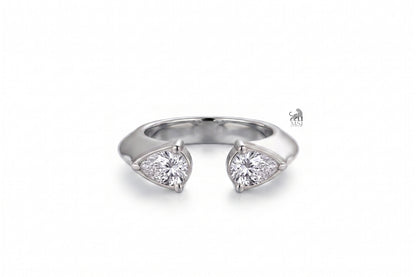 Twin Pear Radiance Open Ring in white gold