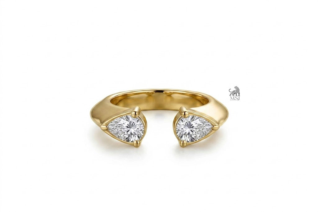 Twin Pear Radiance Open Ring in yellow gold