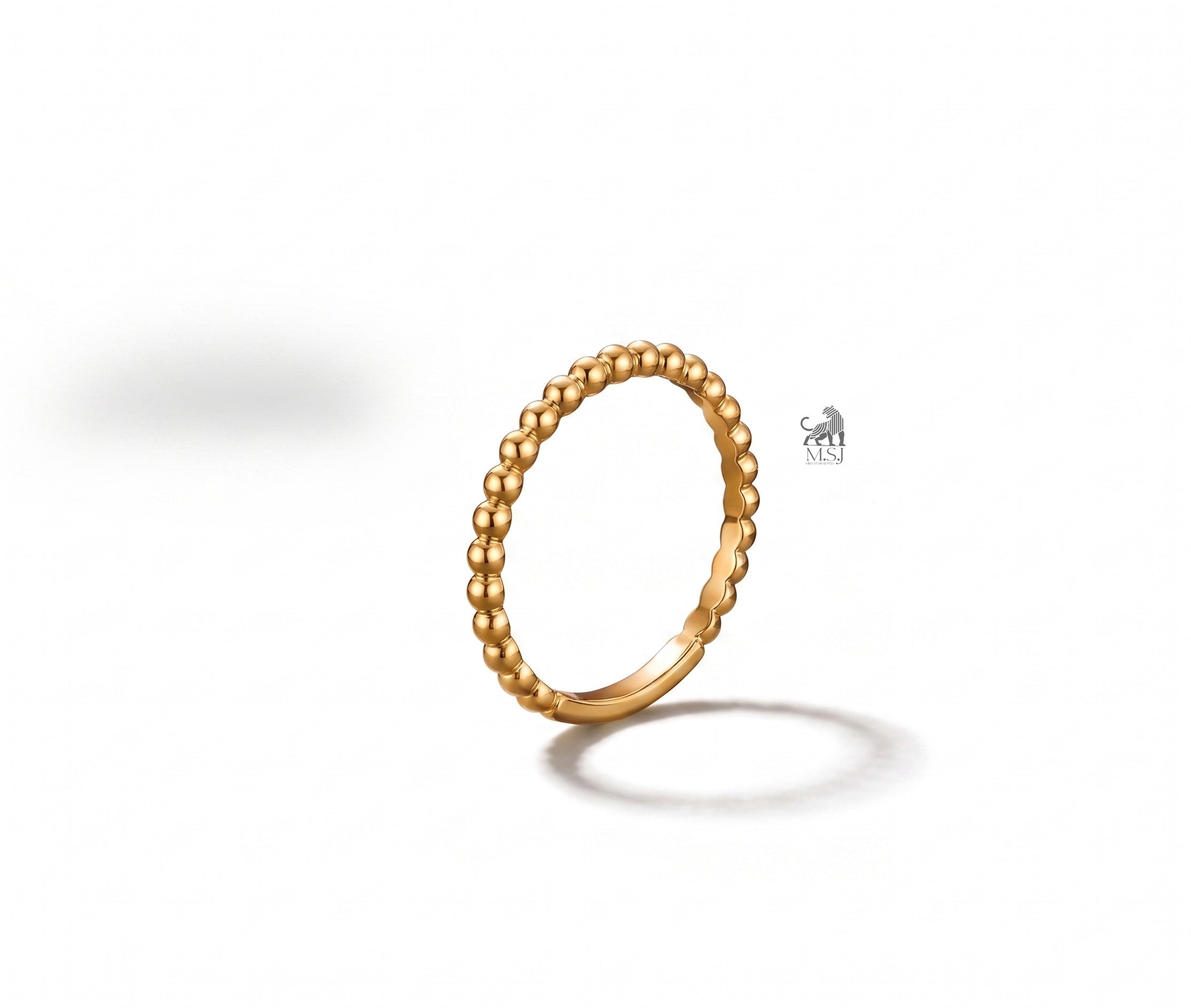 Beaded Harmony Band Ring in yellow gold
