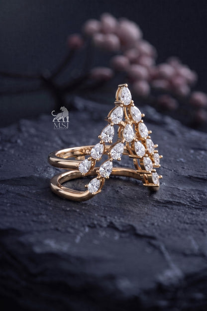 Celestia Pear Lab-Grown Diamond Cascade Ring