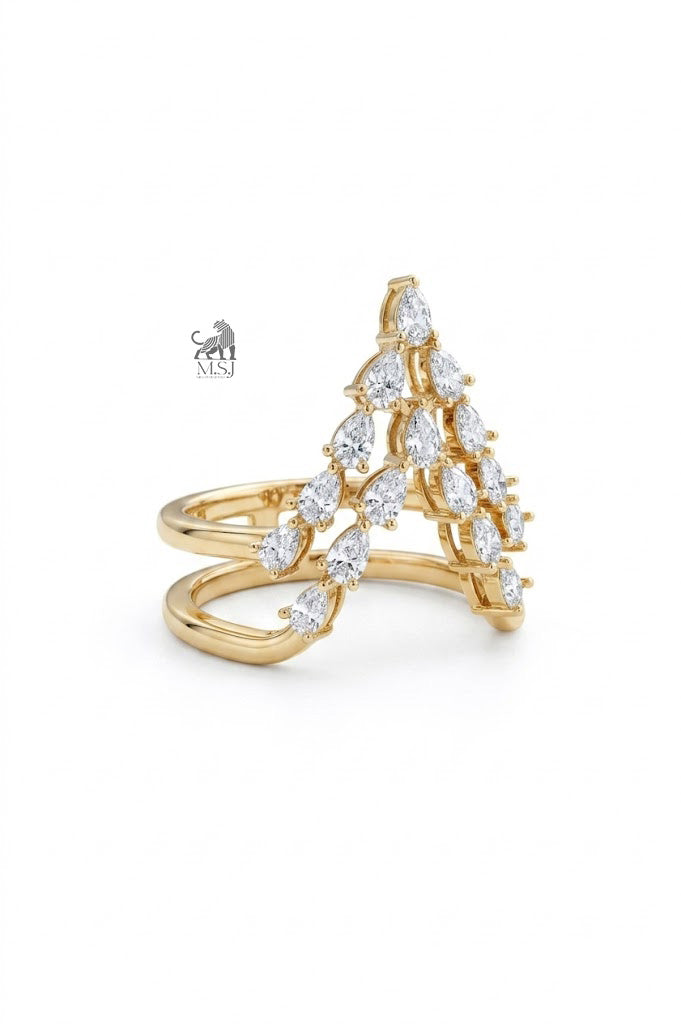 Celestia Pear Lab-Grown Diamond Cascade Ring