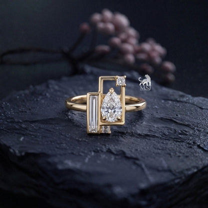 Geometric Muse Pear Lab-Grown Diamond Ring
