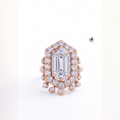 Hexagonal Halo Statement Lab-Grown Diamond Ring