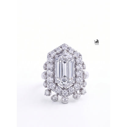 Hexagonal Halo Statement Lab-Grown Diamond Ring
