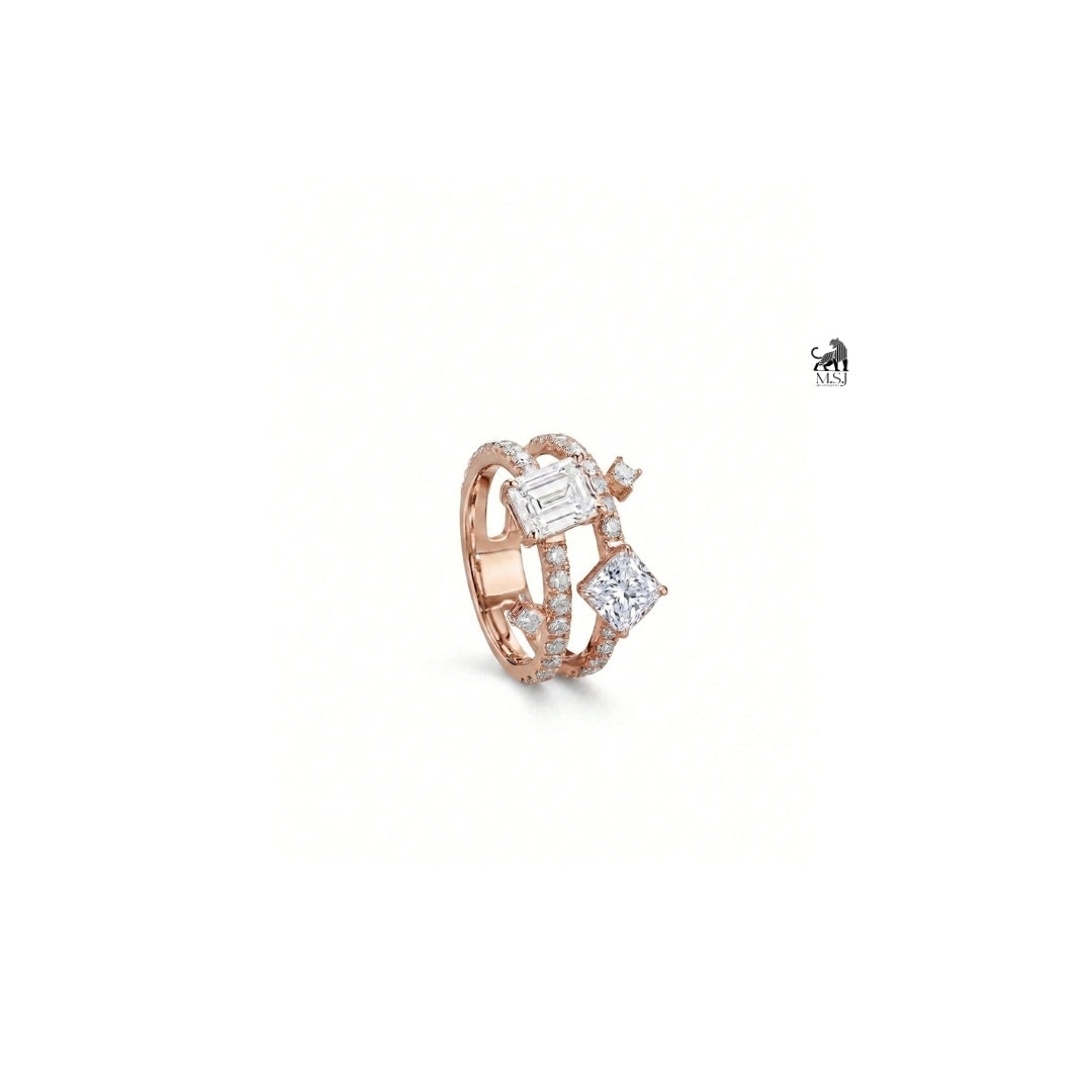 Geometric Multi-Cut Lab-Grown Diamond Statement Ring