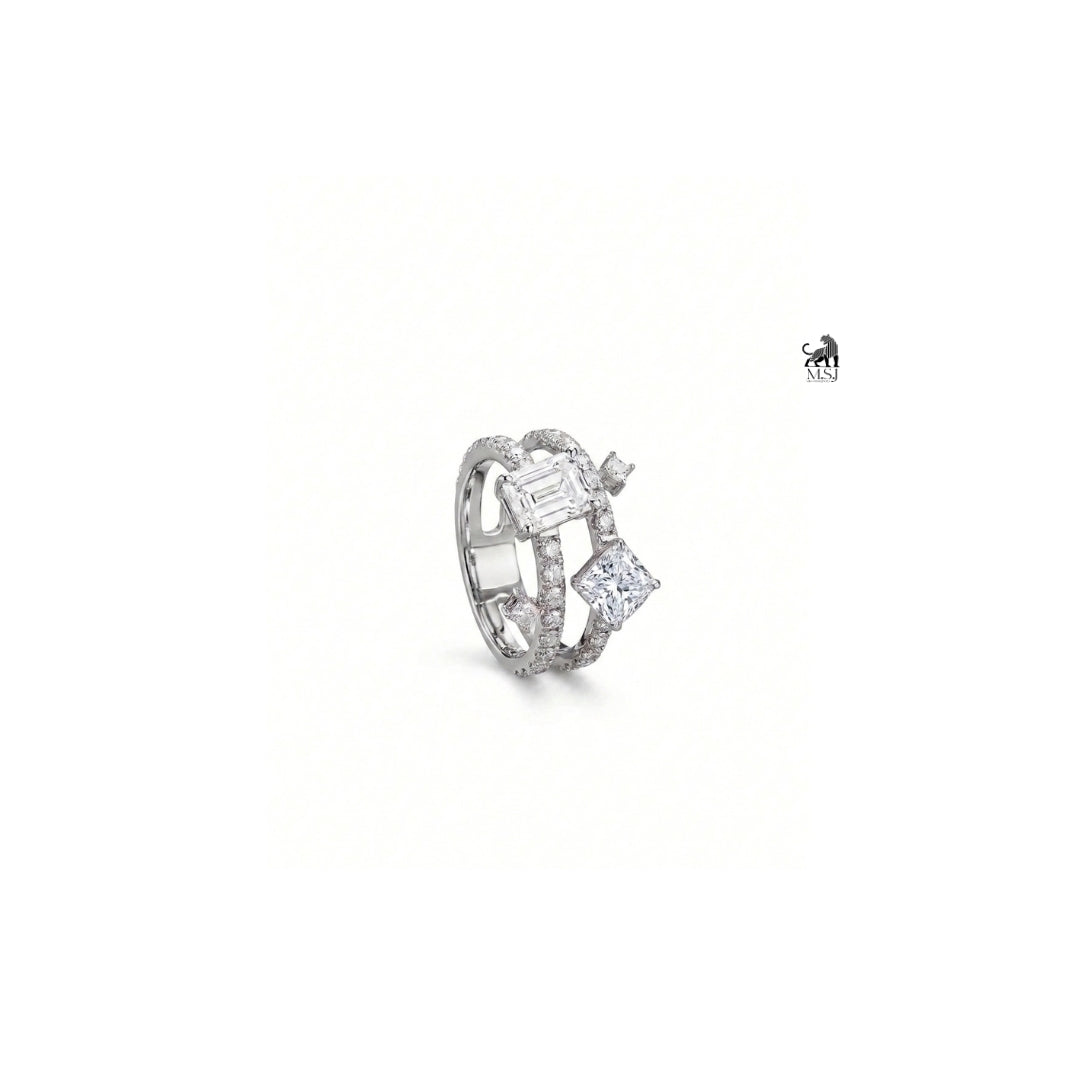 Geometric Multi-Cut Lab-Grown Diamond Statement Ring