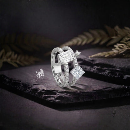 Geometric Multi-Cut Lab-Grown Diamond Statement Ring