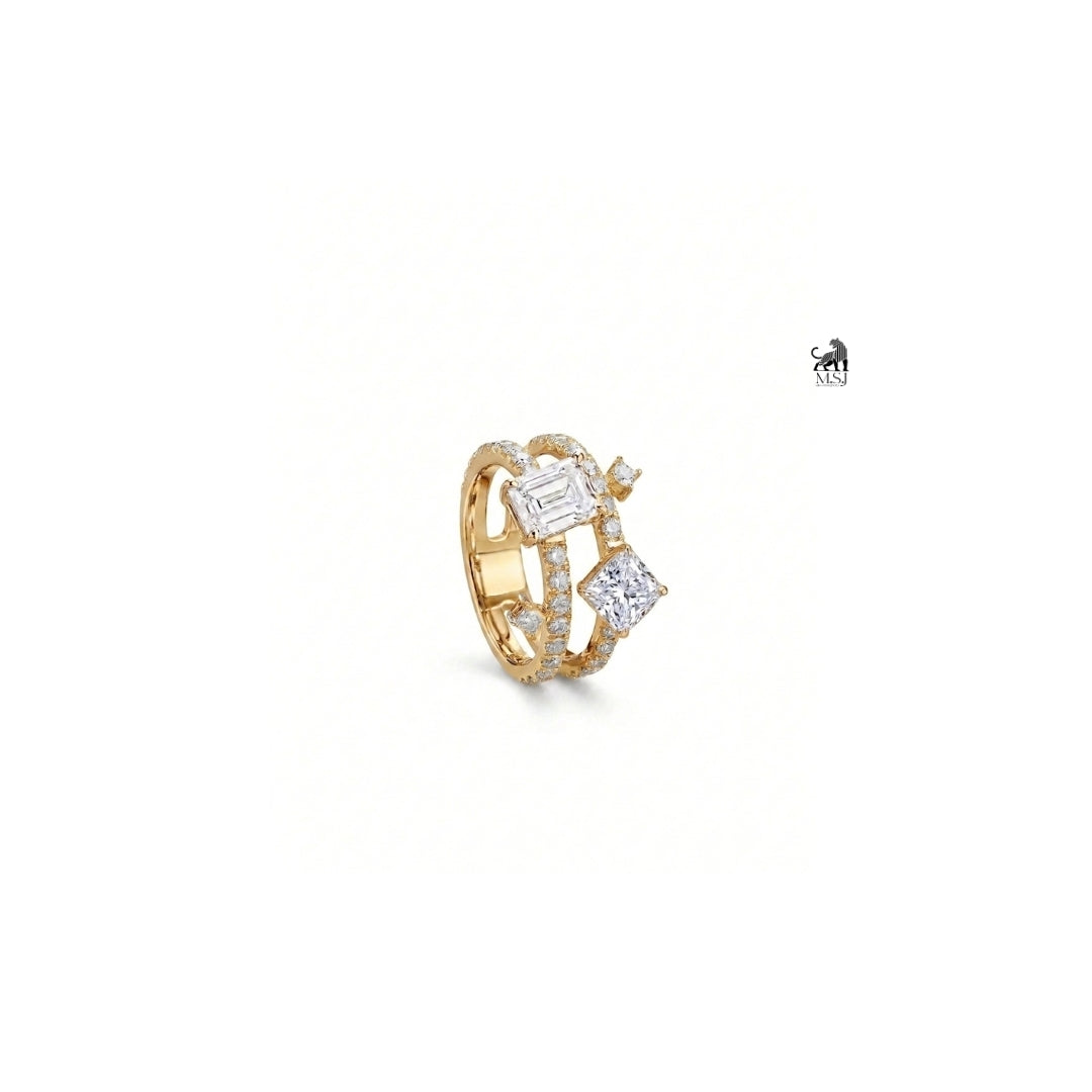 Geometric Multi-Cut Lab-Grown Diamond Statement Ring