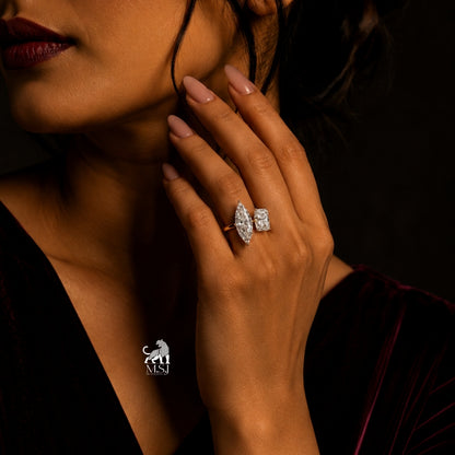 Marquise and Emerald Toi et Moi Lab-Grown Diamond Ring