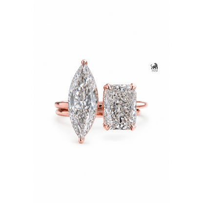 Marquise and Emerald Toi et Moi Lab-Grown Diamond Ring