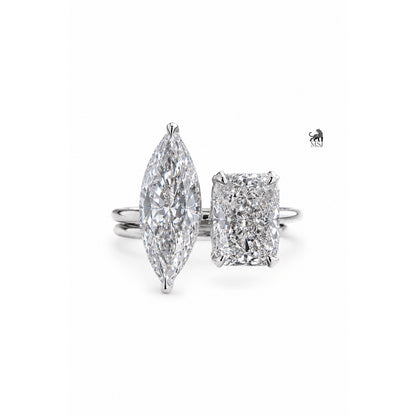 Marquise and Emerald Toi et Moi Lab-Grown Diamond Ring