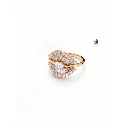 Oval Lab-Grown Diamond with Tapered Baguette Fan Ring