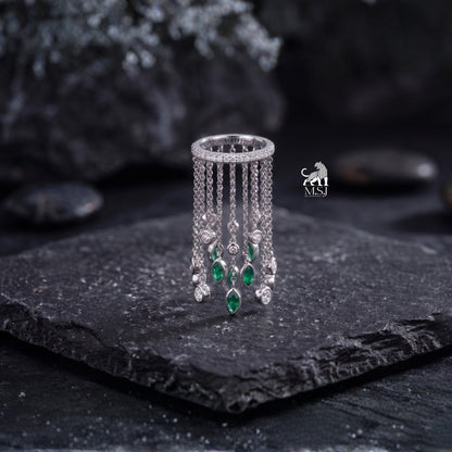 Emerald Cascade Fringe Ring