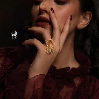 Emerald Cascade Fringe Ring