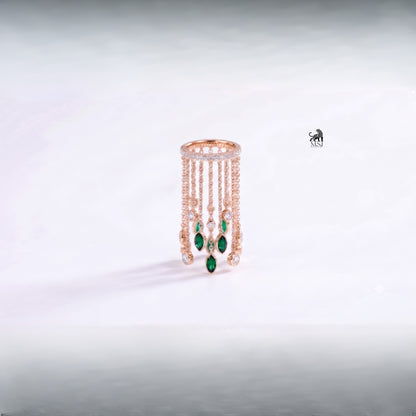 Emerald Cascade Fringe Ring