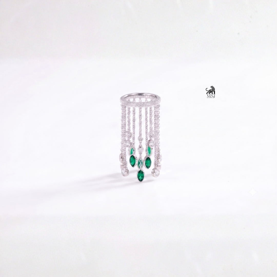 Emerald Cascade Fringe Ring