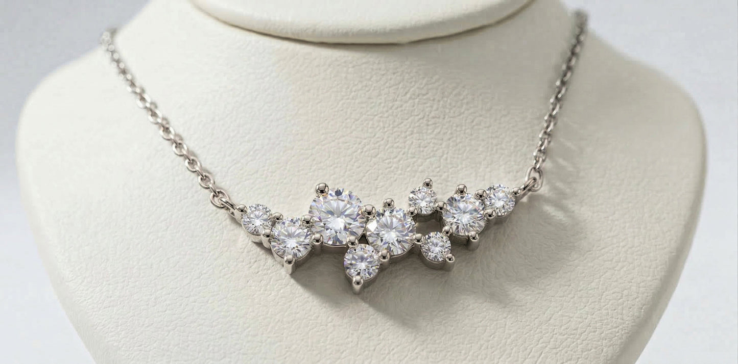 Celestia Diamond Cluster Bar Necklace