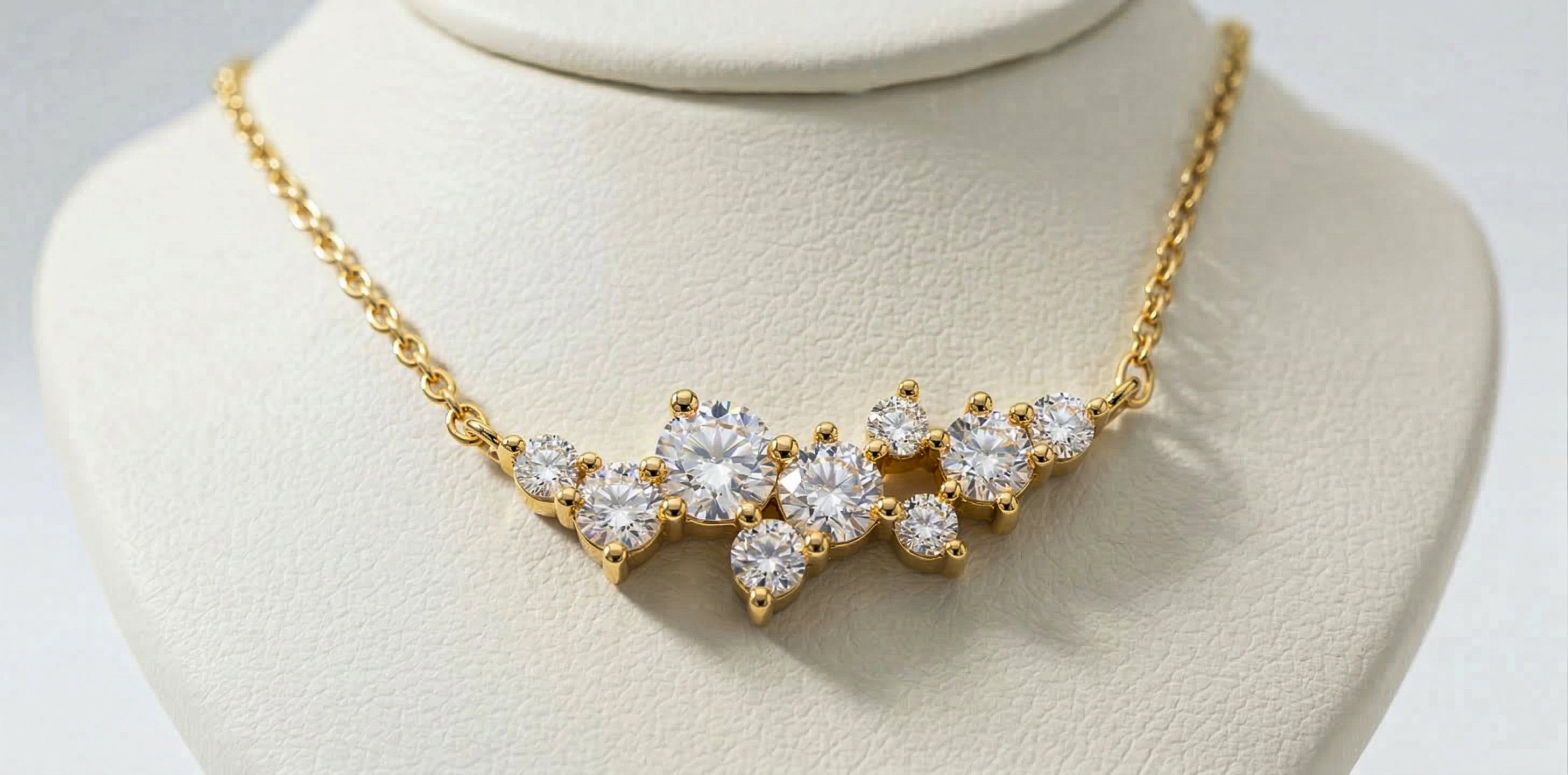 Celestia Diamond Cluster Bar Necklace