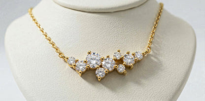 Celestia Diamond Cluster Bar Necklace