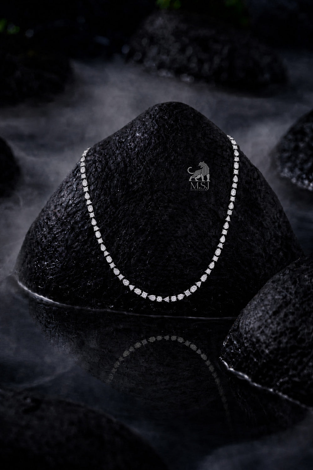 The Élan Mixed-Cut Diamond Tennis Necklace - lab-grown diamond necklace, styled product photo